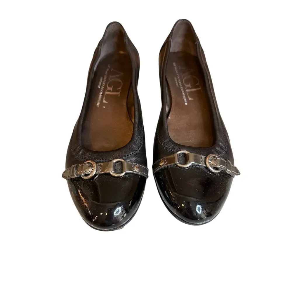 AGL Attilio Giusti Leombruni Monika Cap Toe Ballet Flats Black 38.5